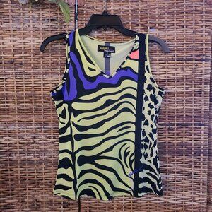 Jamie Sadock Actif Sleeveless Golf Shirt SZ XS Green Blue Black Signed Jamie